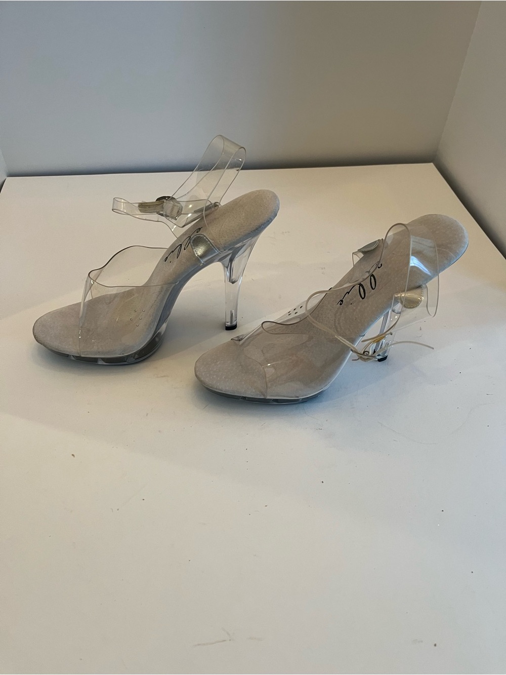 Ellie Clear PVC Strappy Heels with Silver Accents